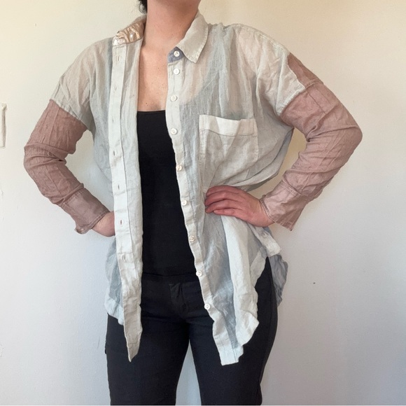 Free People Oversized Pastel Beachy Blouse - Picture 6 of 7